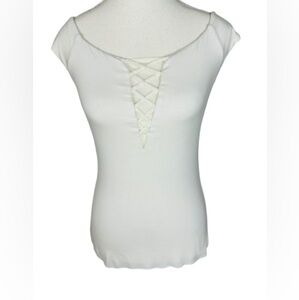 Bailey 44 Cream Lace-Up Short Sleeve Top Size S